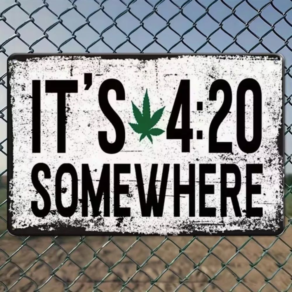 Pot Leaf Leaf Metal Wall Sign Doobie Day Aluminum Decor Vintage Look